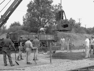 ESR civil week 1986. The pway dept at work on a new upgraded footpath.